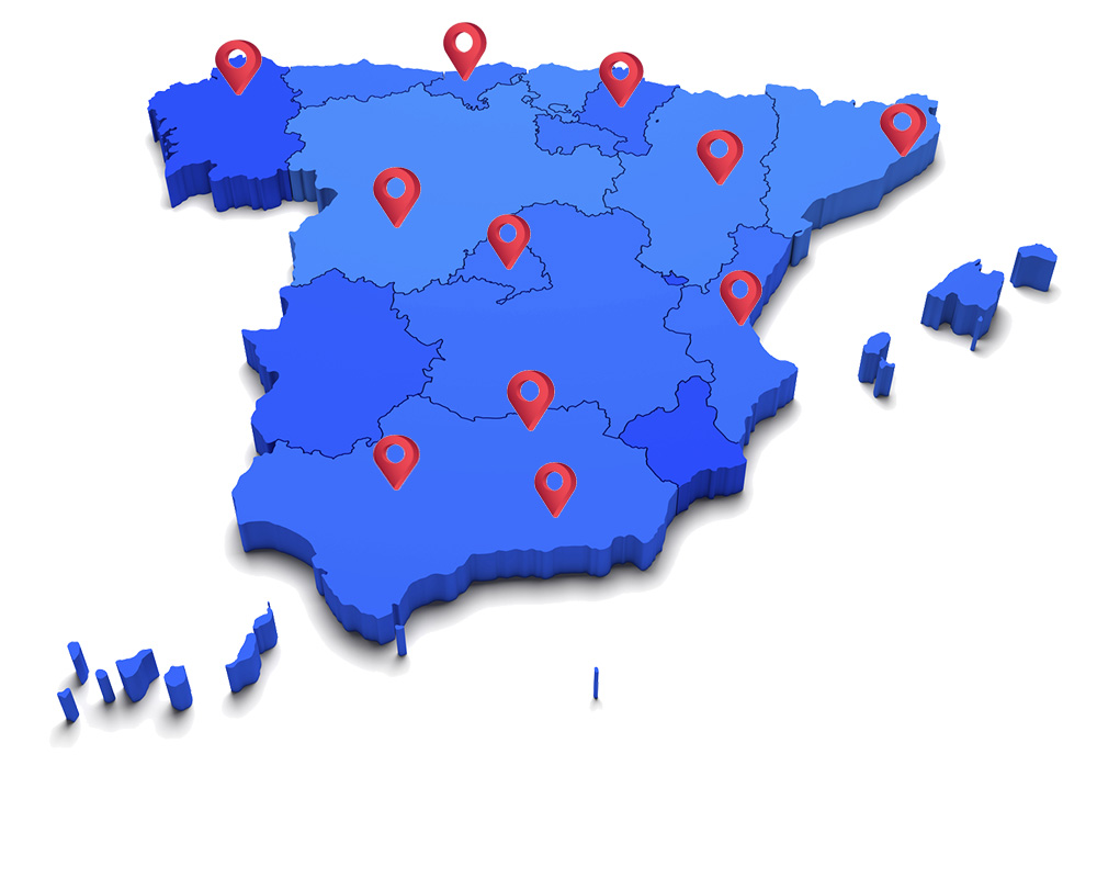 Spain 3D blue map